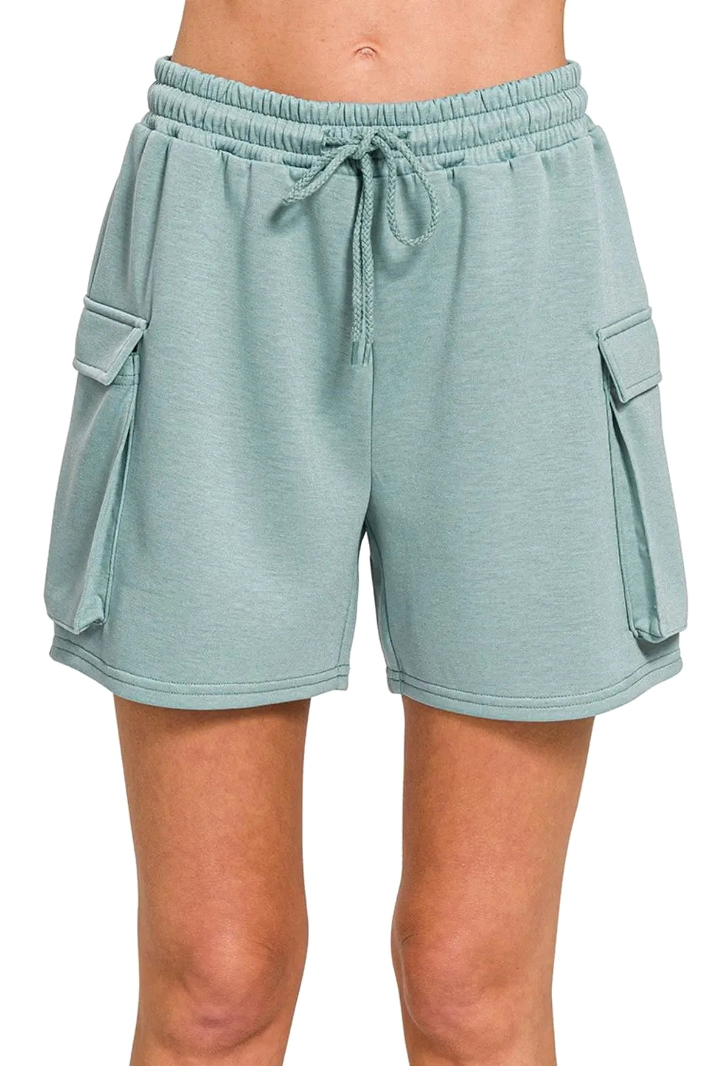 Zenana Scuba Thigh Pocket Shorts - enhanced image 1