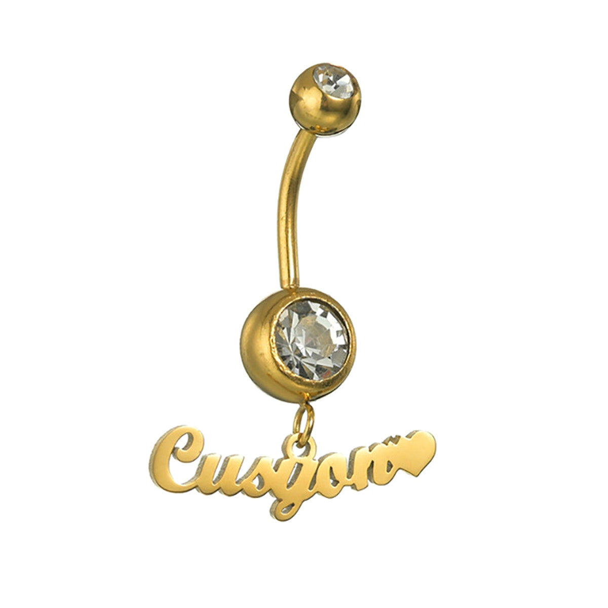 Custom Zircon Alphabet Belly Button Ring – Personalized Body Jewelry - enhanced image 1