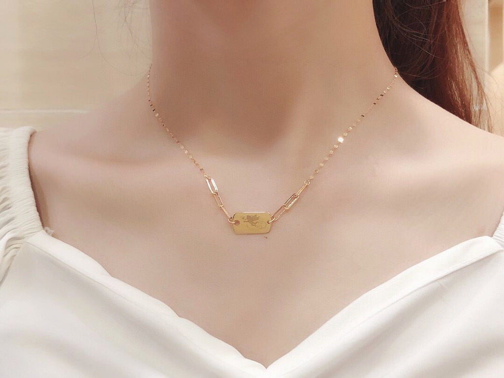 18k gold angel clavicle chain - enhanced image 2