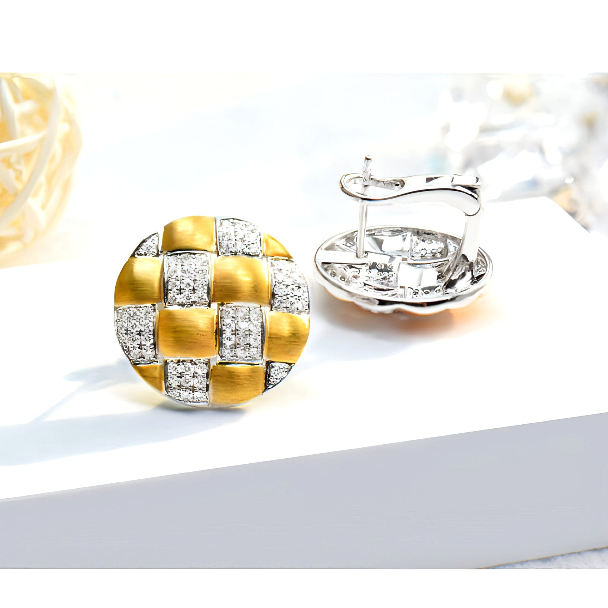 18K Gold Diamond Braided Craft Earrings – Stylish & Unique - enhanced image 2