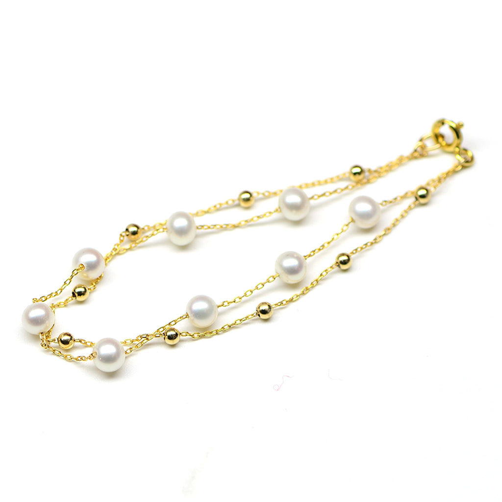 18k Gold Seawater Pearl Adjustable Double-layer Bracelet - enhanced image 2