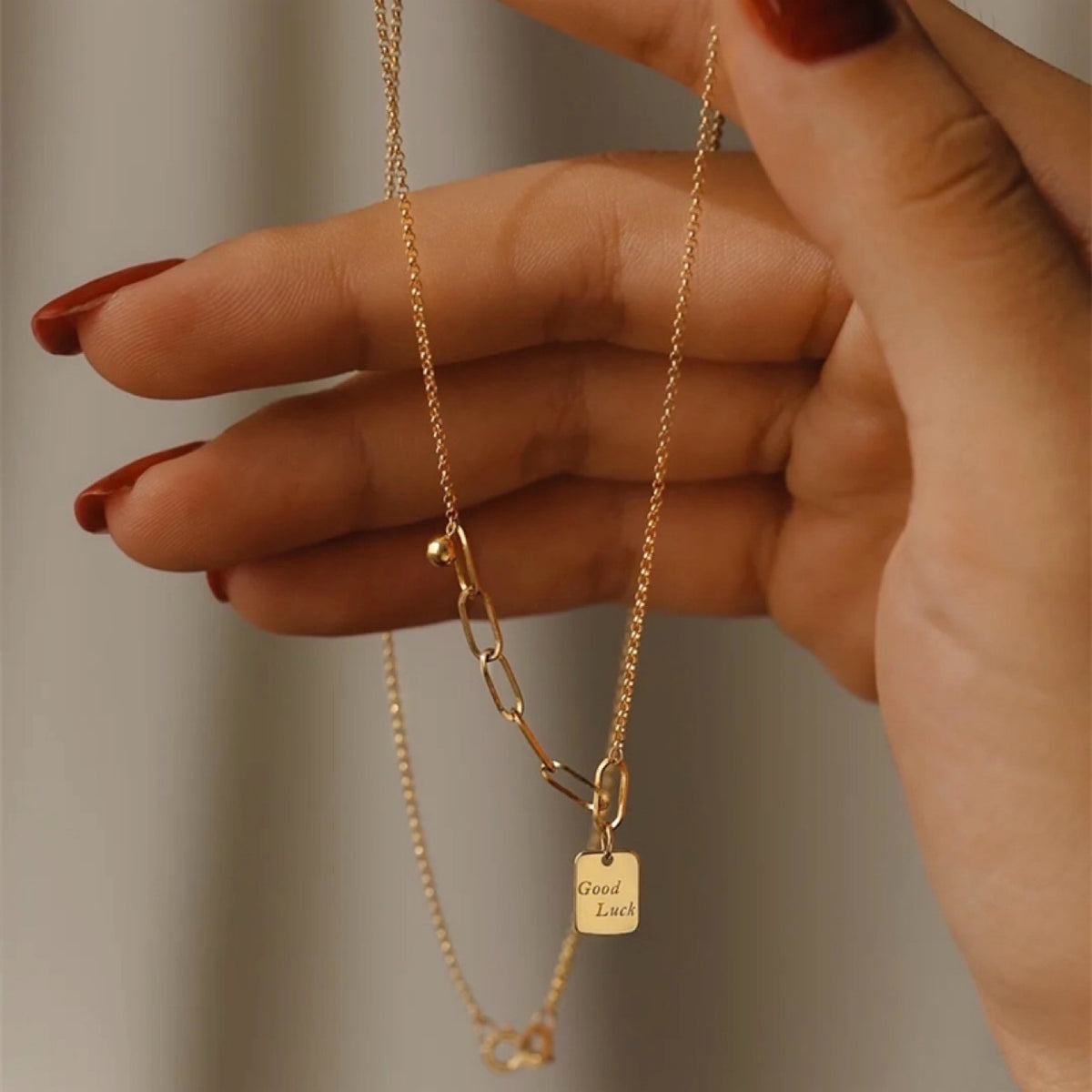 18K Gold Square Necklace Bracelet For Women - enhanced image 2