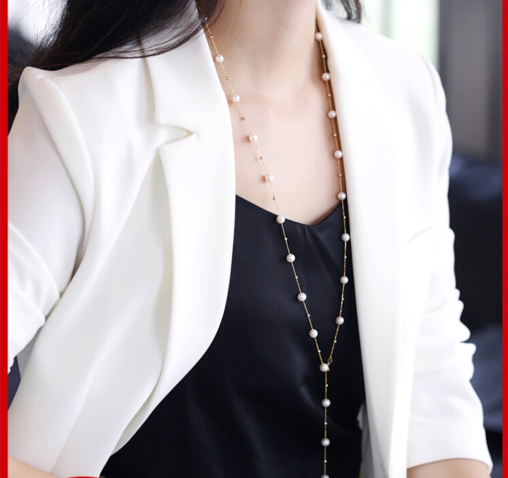 5.5-7.5mm Freshwater Pearl Gypsophila Necklace - enhanced image 2