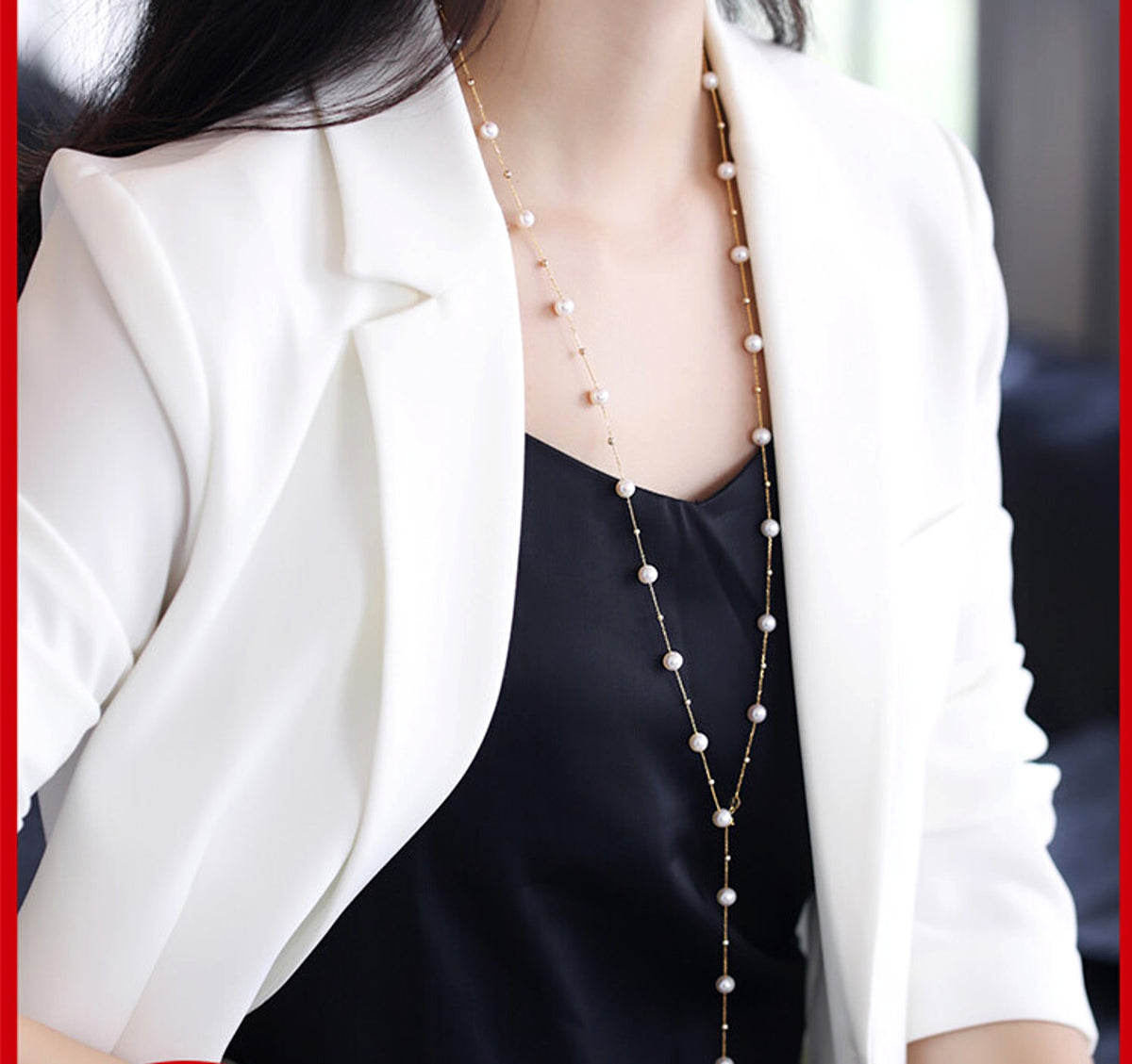 5.5-7.5mm Freshwater Pearl Gypsophila Necklace - enhanced image 2