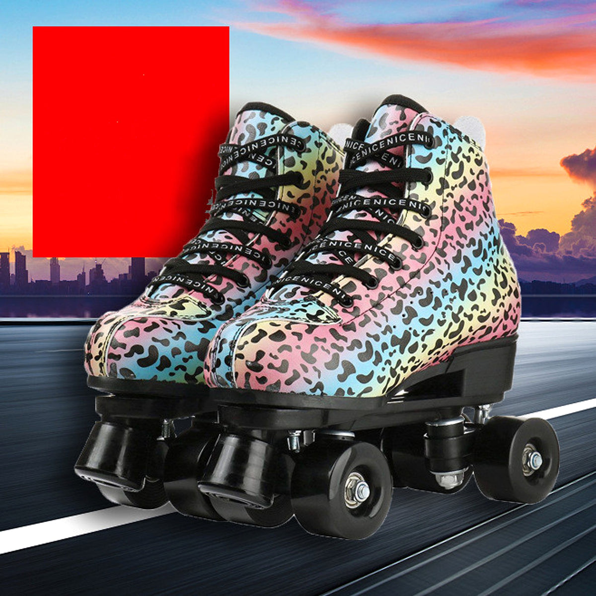 Adult Double-row Roller Skates Children's Four-wheel Roller Skates Night Flash - enhanced image 2