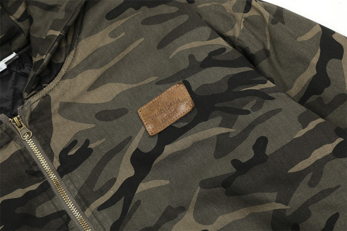 American Retro Camouflage Hooded Cotton Jacket For Men - enhanced image 2