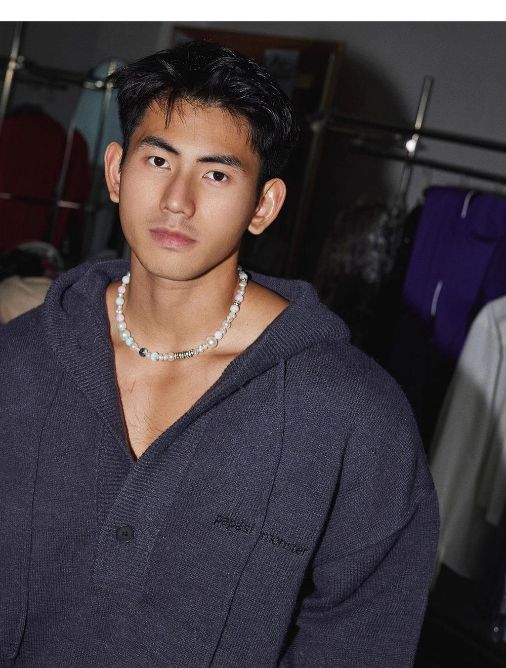 American Simple Embroidery Knitting Hooded Sweater Men - enhanced image 2