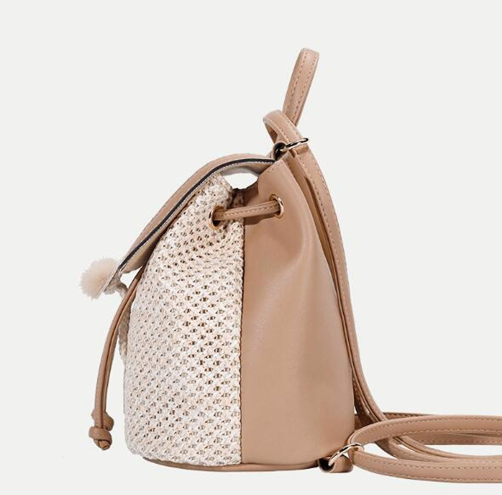 Bellique™ – Woven PU Leather Backpack with Fur Accent - enhanced image 2