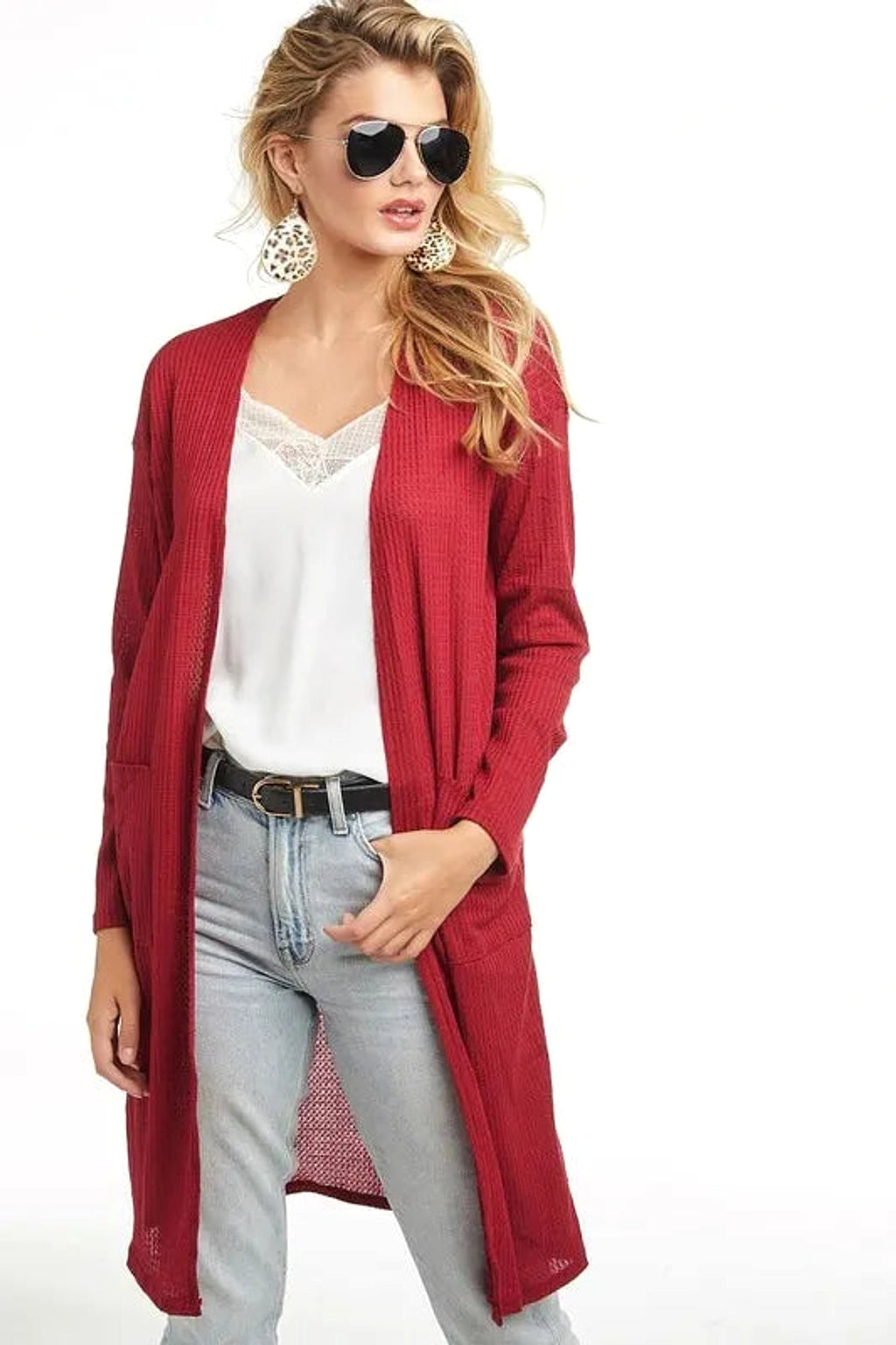 BiBi Pockets Thermal Open Front Cardigan - enhanced image 2