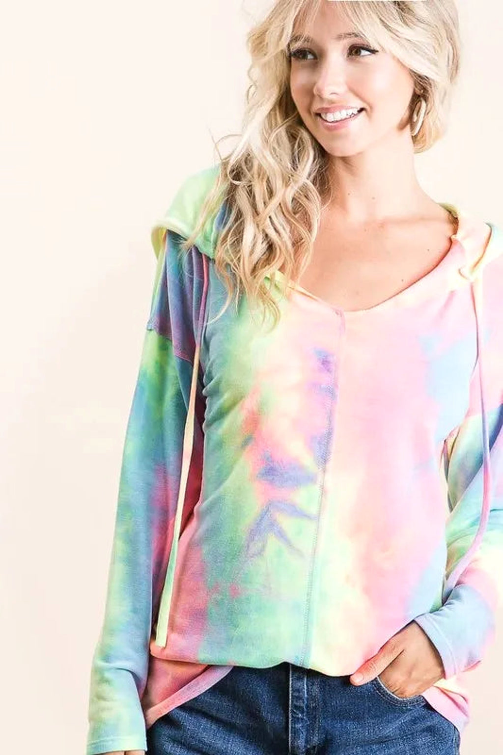 BiBi Tie Dye Terry Long Sleeve Hoodie - enhanced image 2