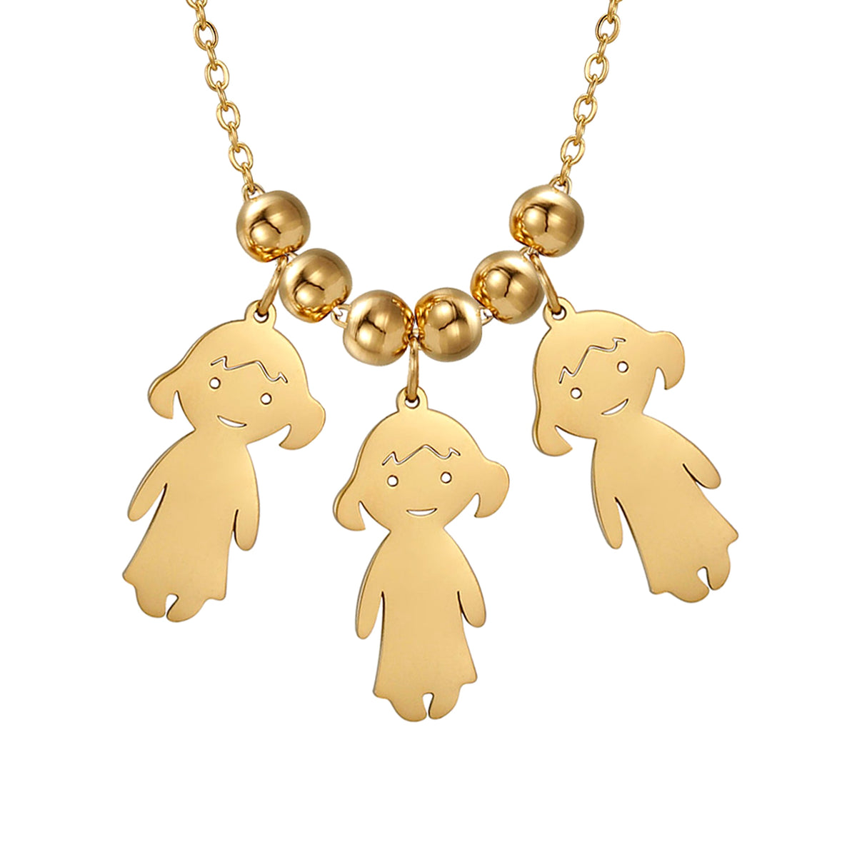 Personalized Family Pendant Necklace – Boy & Girl Charms - enhanced image 2
