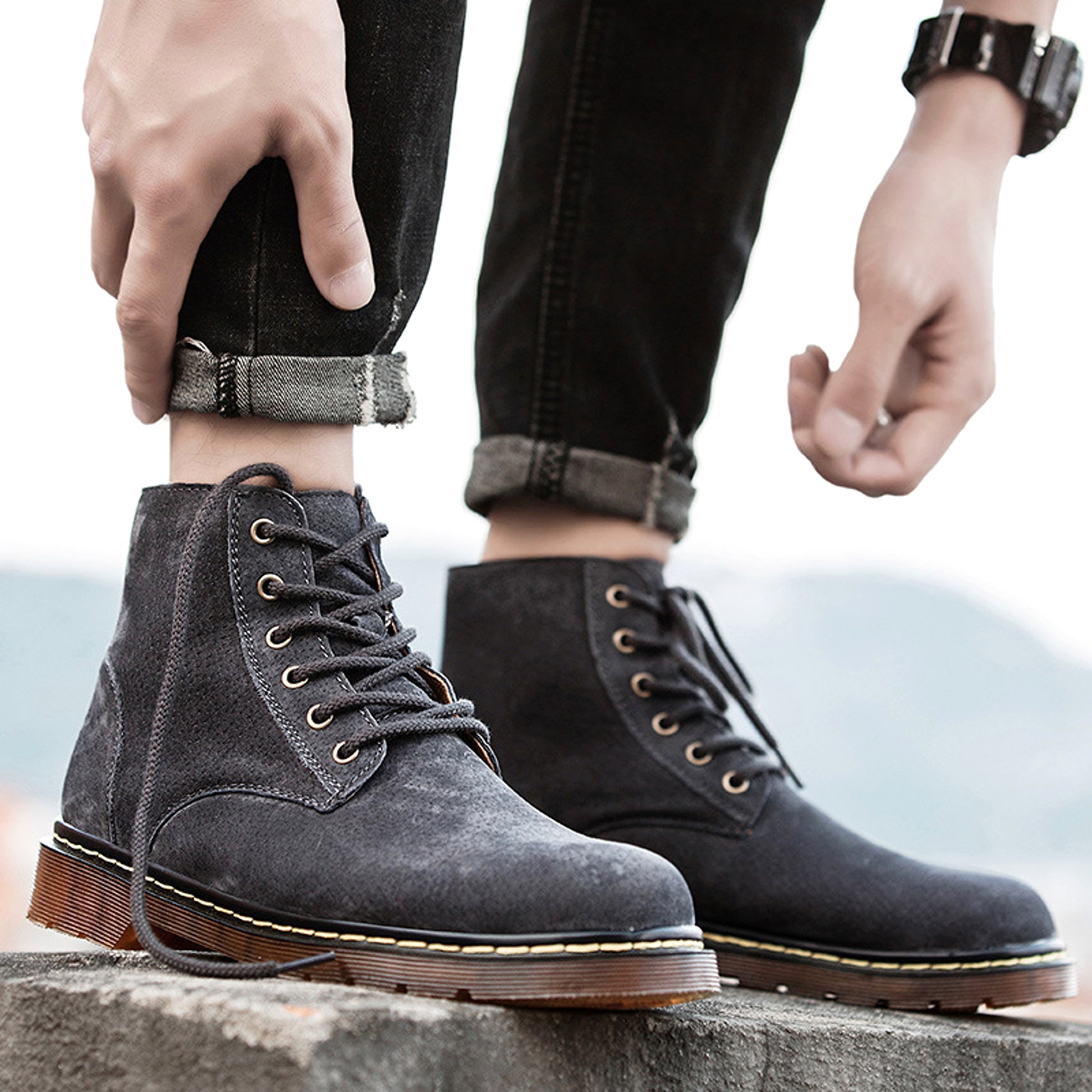 high-top casual single boots men - enhanced image 2
