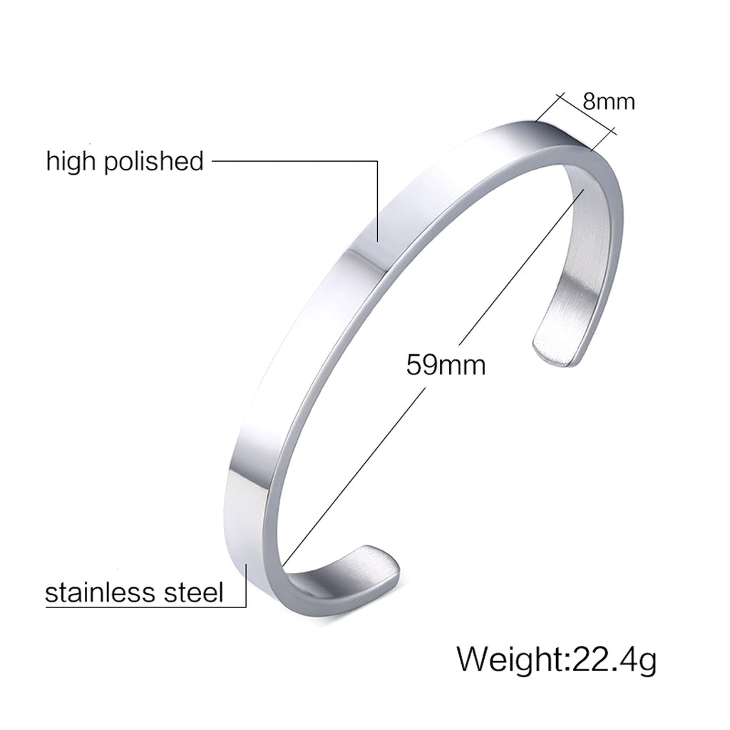 Can Be Engraved Light Body Opening Titanium Steel Men's Bracelet - enhanced image 2
