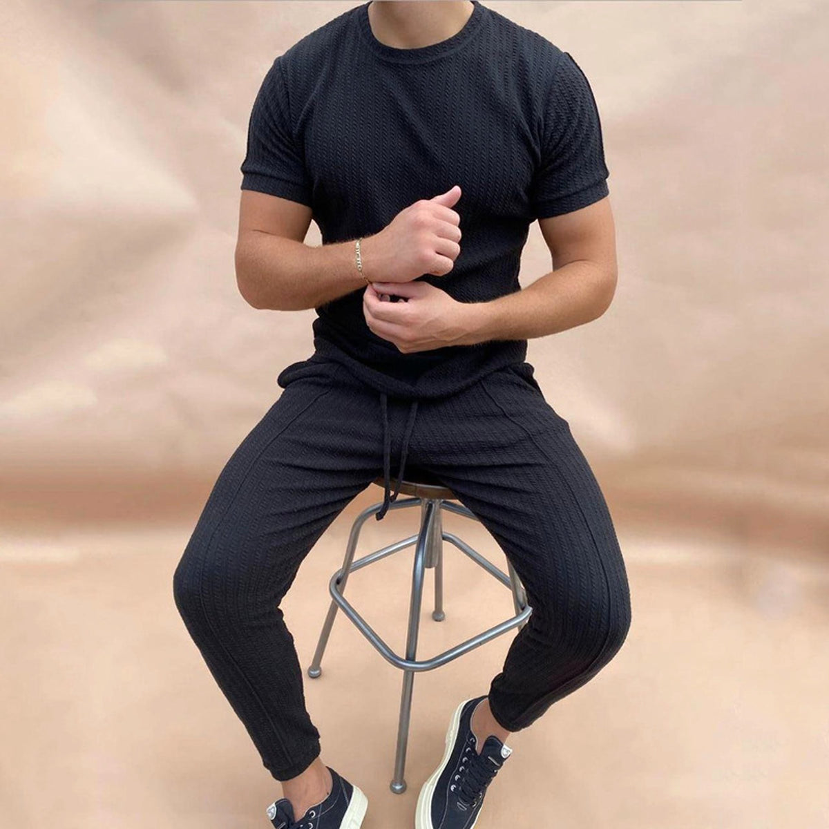A1. Casual Solid Color Sports Suit (Tracksuit) - enhanced image 2