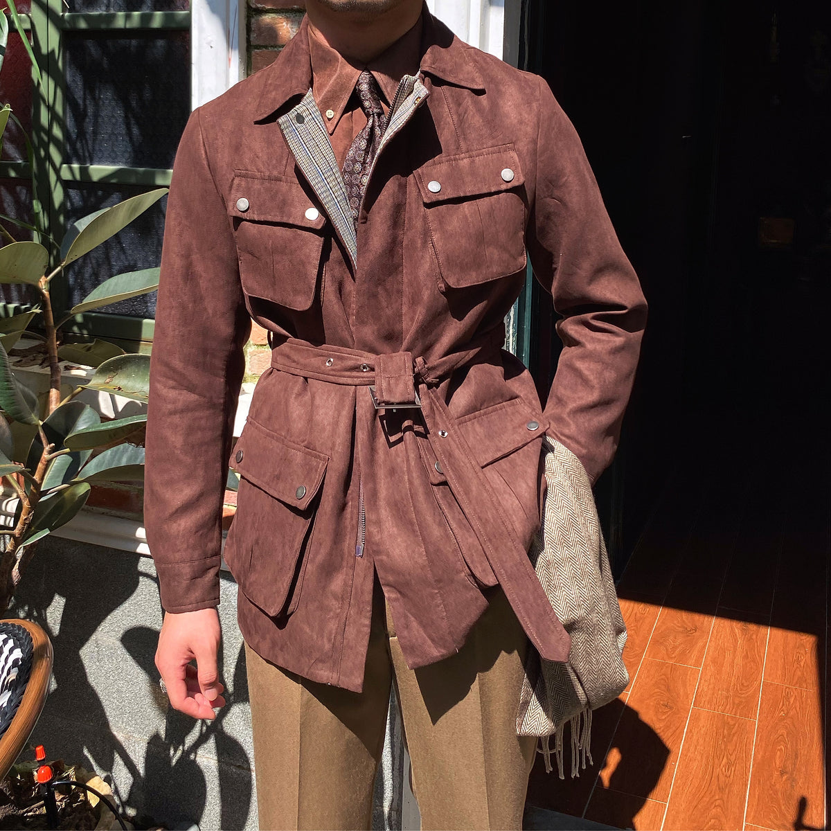 Casual Suede Warm Jacket For Men - enhanced image 2