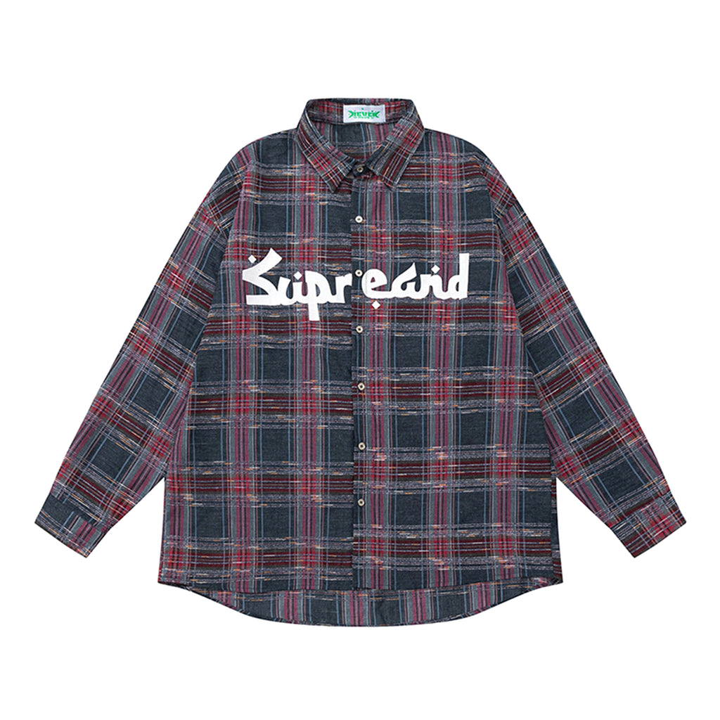 Color-contrast Check Letter Printed Long Sleeve DressShirt - enhanced image 2