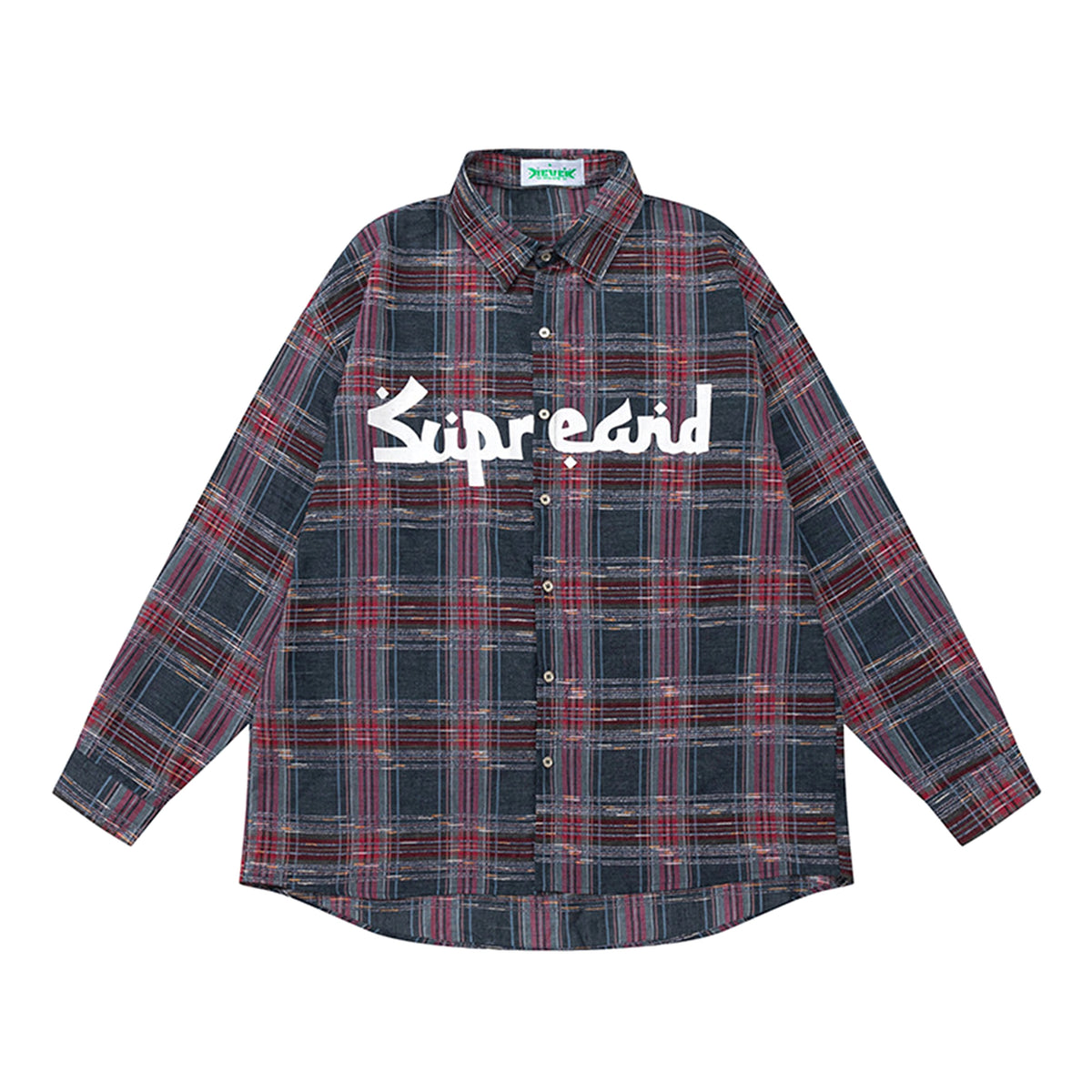 Color-contrast Check Letter Printed Long Sleeve DressShirt - enhanced image 2