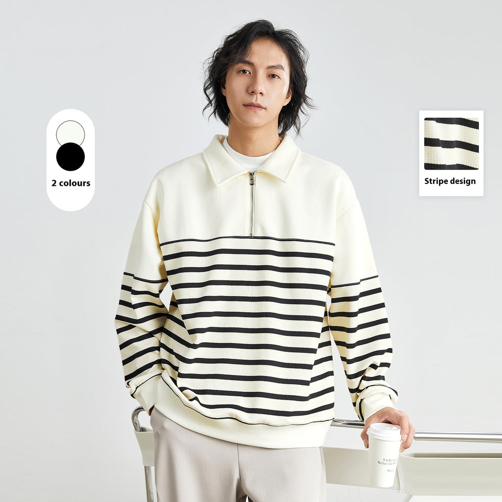 Contrast Color Texture Advanced Lapel Sweater Korean Style - enhanced image 2