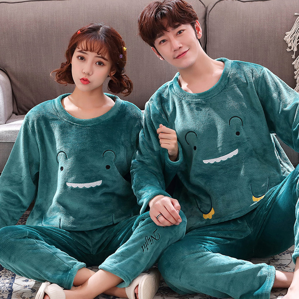 Couples Warm And Velvet Thickened Flannel Home Service Pajamas Set - enhanced image 2