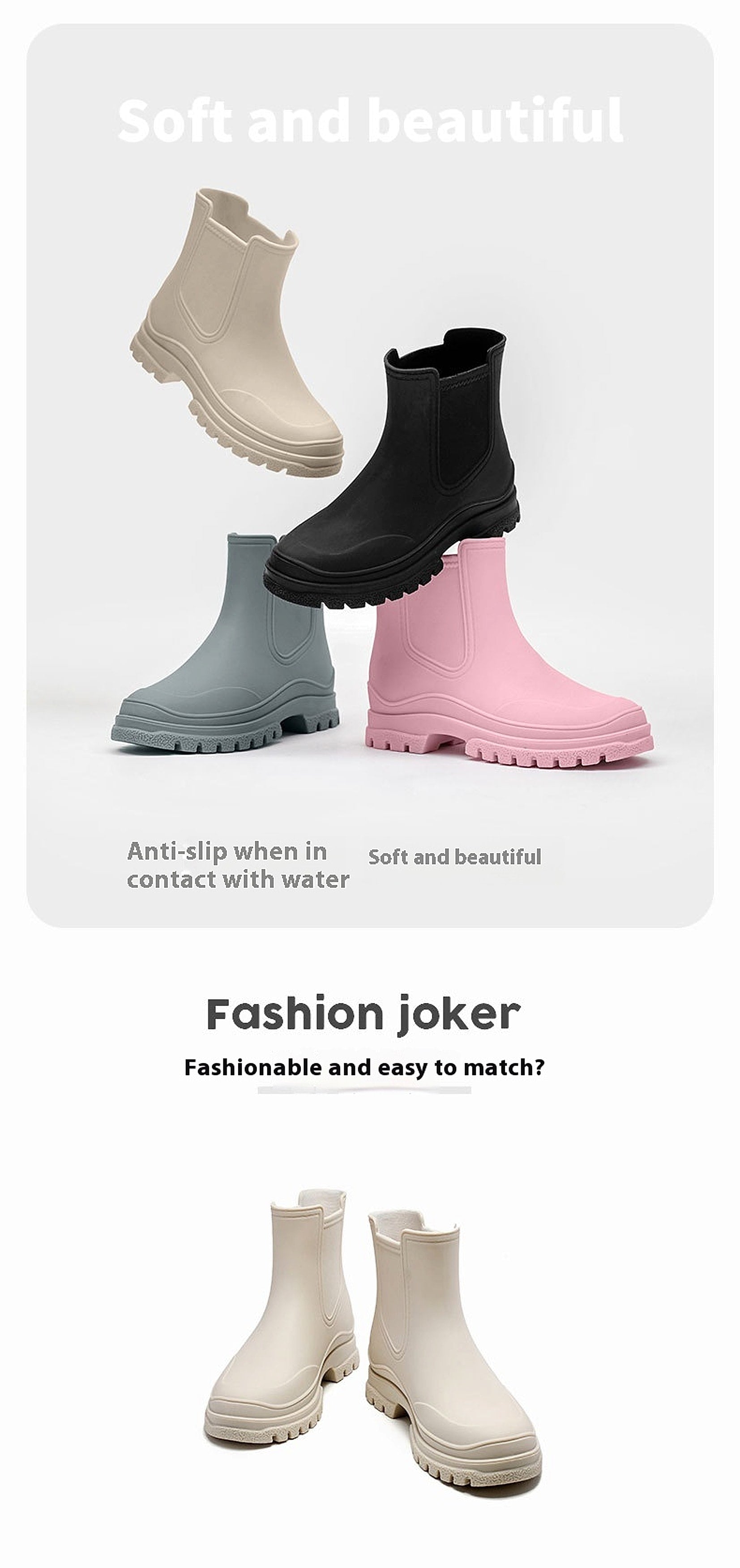Cross-border Ladies Outdoor Work Rain Boots Lightweight Non-slip Rubber Shoes Kitchen Shoe Cover - enhanced image 2