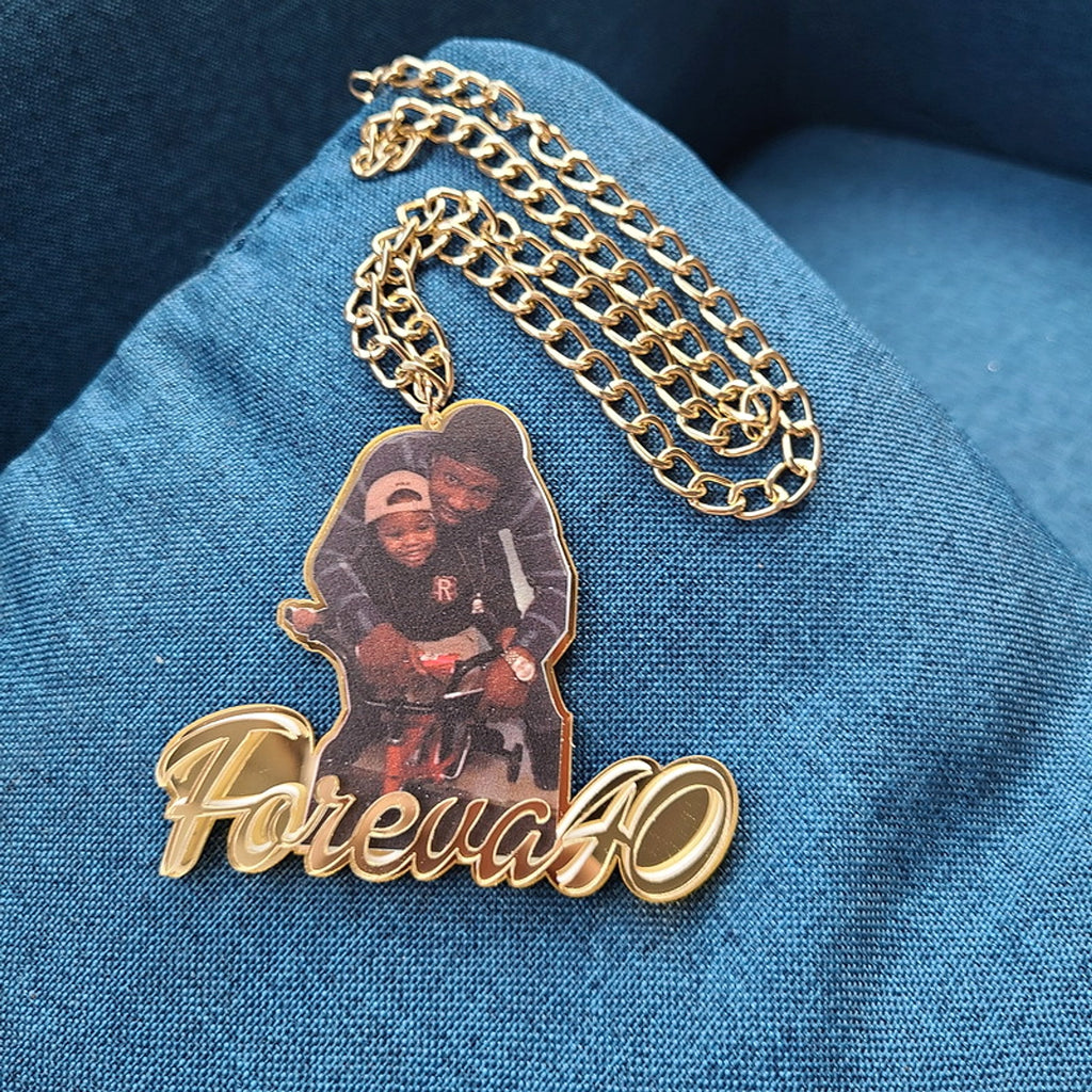 Custom Name Children's Painting Photo Necklace Artwork - enhanced image 2