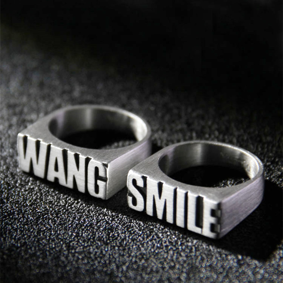 Personalized Sterling Silver Couple Rings – Custom Engraved Alphabet Rings - enhanced image 2