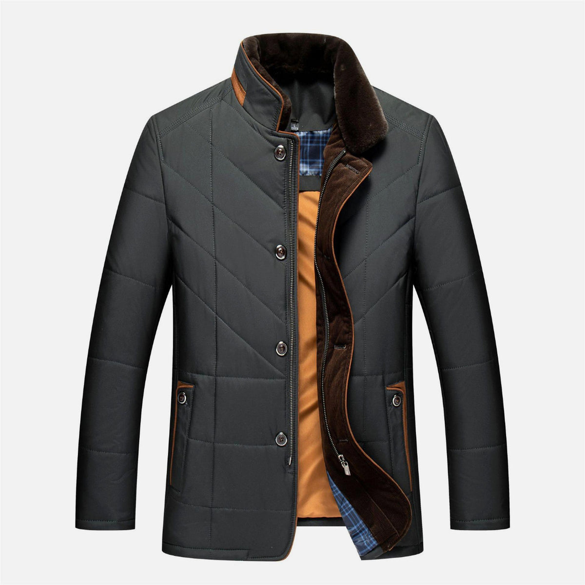 Dad's Warm Leisure Cotton-padded Coat Stand-up Collar Thick Coat Men - enhanced image 2