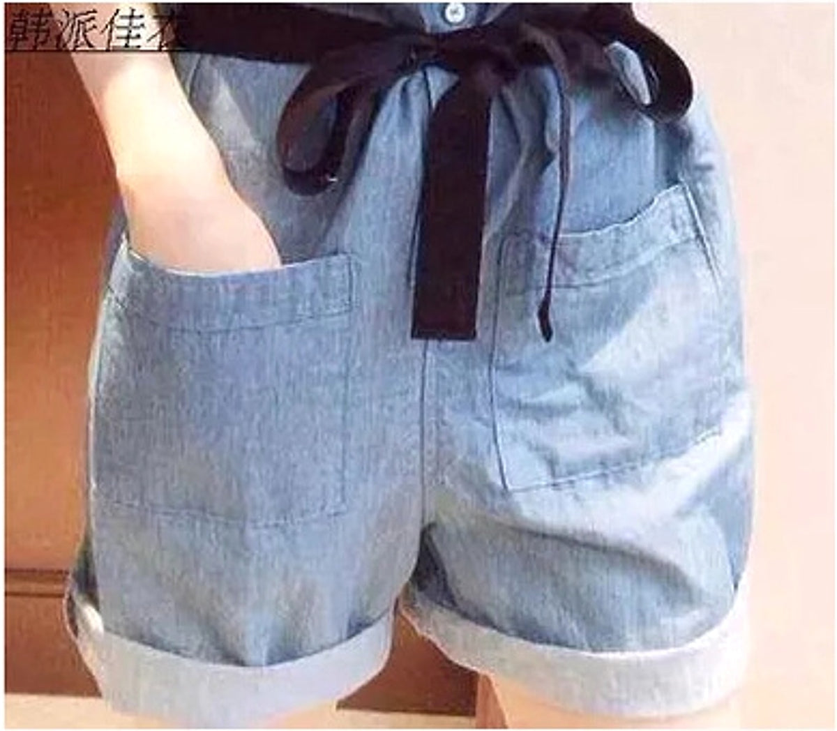 Denim Short Sleeve Jumpsuit - enhanced image 2