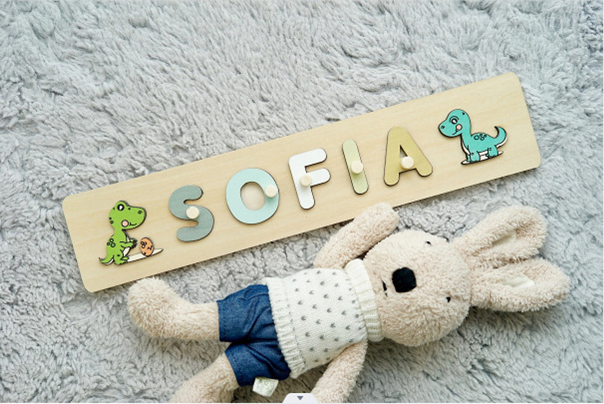 Personalized Wooden Dinosaur Name Puzzle – Fun & Educational Toy for Kids! - enhanced image 2