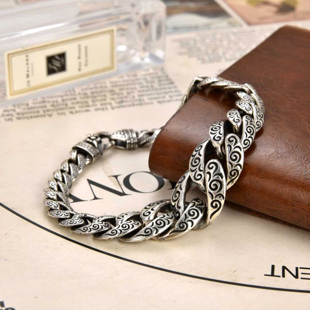 Domineering Retro Double Chinese Dragon Heads Bracelet - enhanced image 2