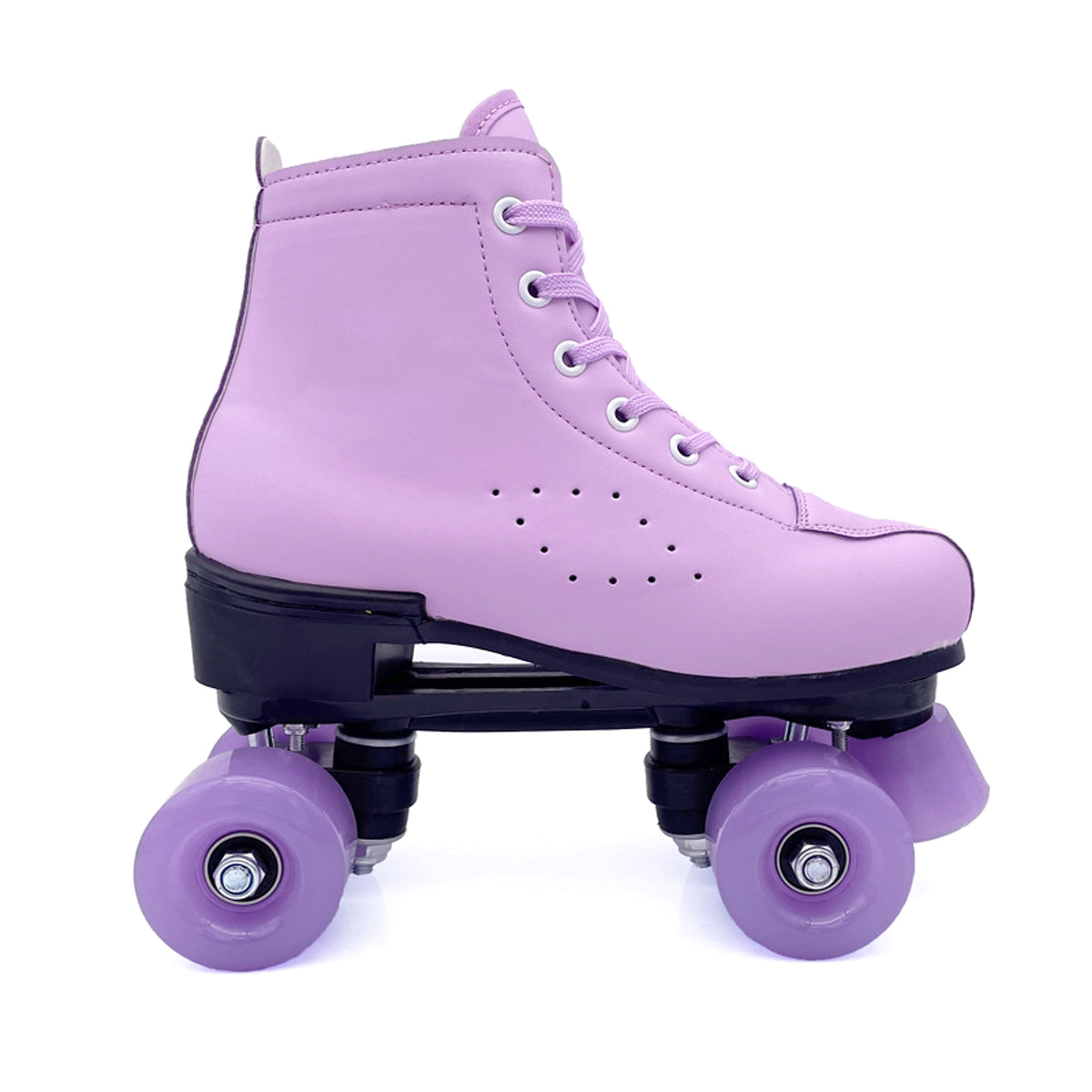 Double-row Leather Purple Roller Skates - enhanced image 2