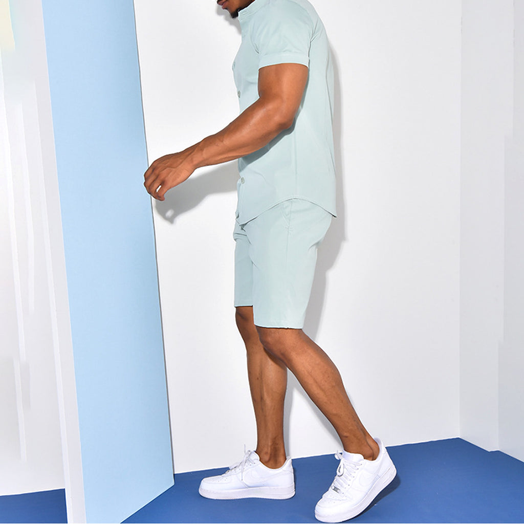 DressShirt Short Sleeve Two-piece Suit For Men - enhanced image 2