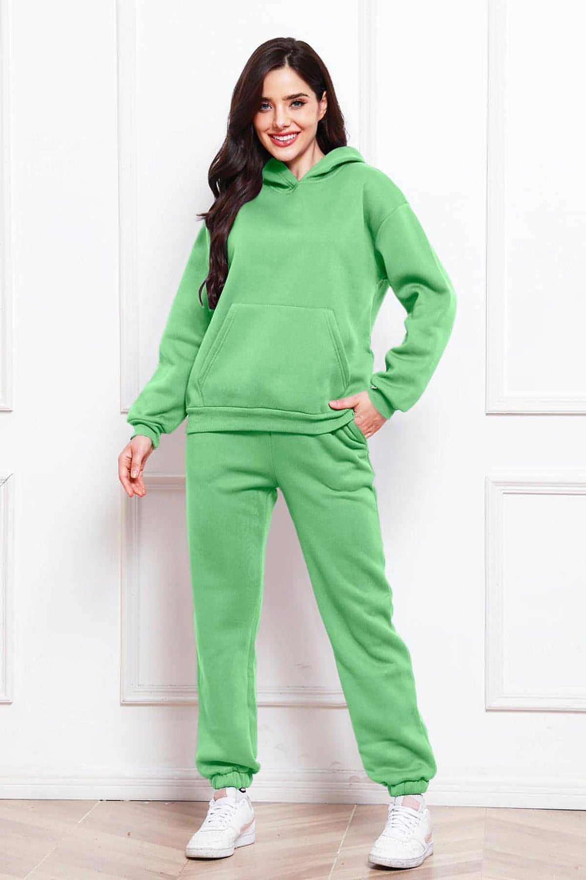 Drop Shoulder Long Sleeve Hoodie and Pants Set - enhanced image 2