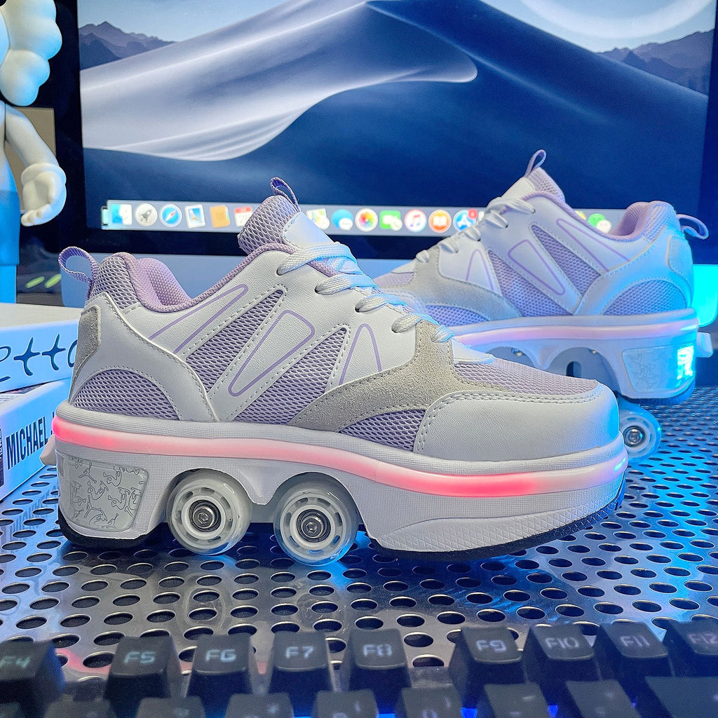 Dual-purpose Skating Skates Deformation Double Row Boom Roller Skates - enhanced image 2