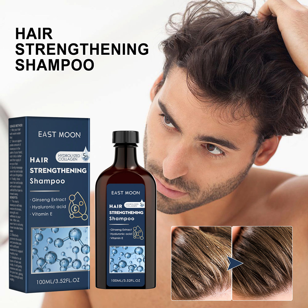 East Moon™ Hair Strengthening Shampoo – Power & Purity for Men - enhanced image 2