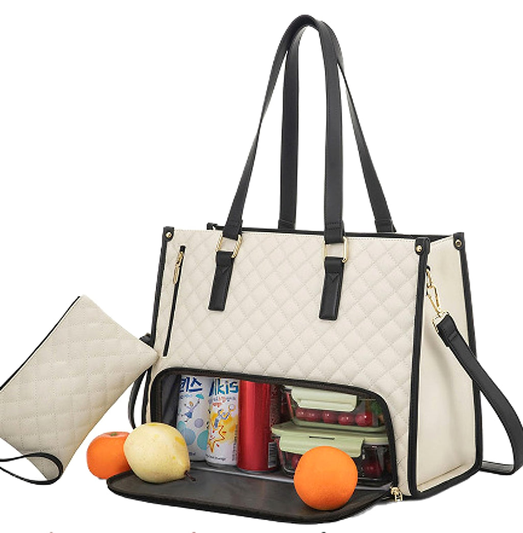 Elegant 2-in-1 Women’s Tote Bag with Insulated Lunch Compartment - enhanced image 2