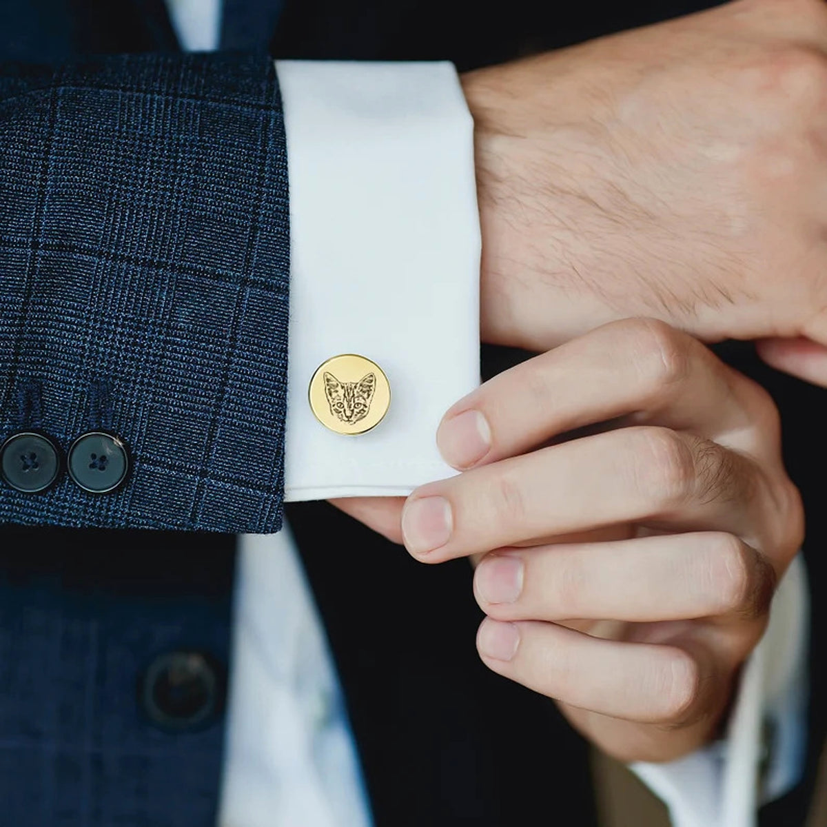 Personalized Pet Commemorative Cufflinks – Custom Engraved Pet Memorial Jewelry - enhanced image 2