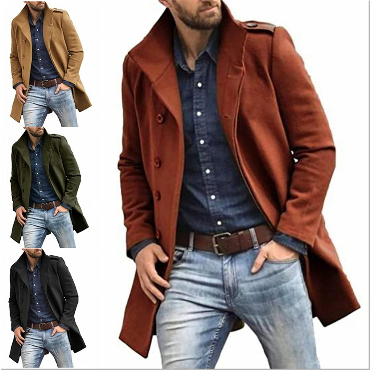 European Style Woolen Men's Coat Autumn And Winter New Thickened Trench Coat - enhanced image 2