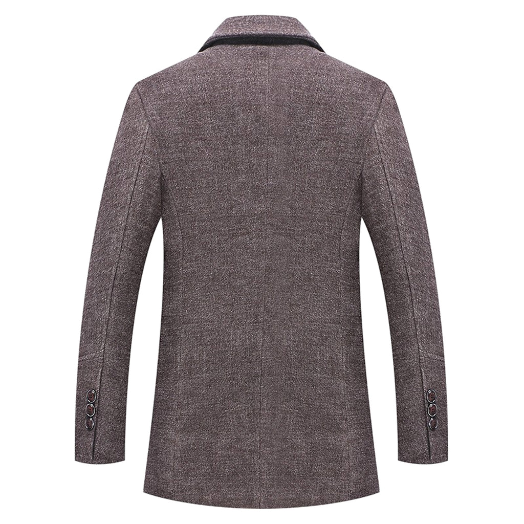 Fall Winter Men's Woolen Trench Coat Fashion Polo Collar Cotton Scarf - enhanced image 2