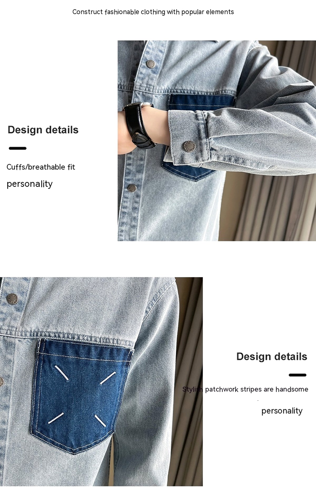 Fashion Brand Denim DressShirt - enhanced image 2
