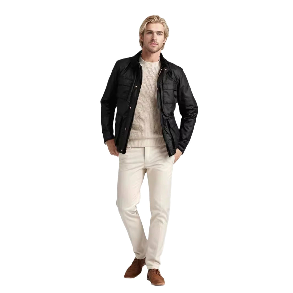 Fashion Solid Color Zipper Jacket Jacket Men - enhanced image 2