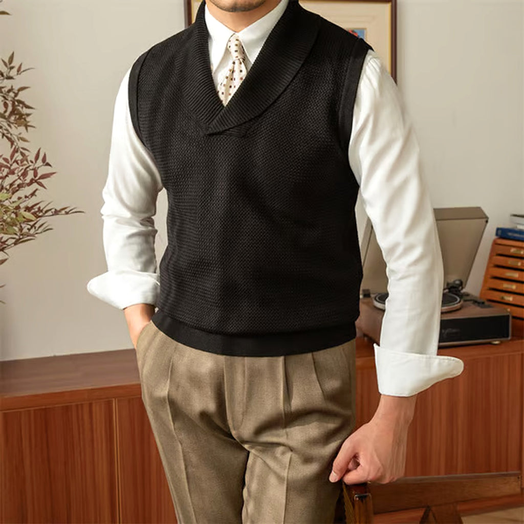 Fashionable Knitted Waistcoat Business Slim Fit Men - enhanced image 2