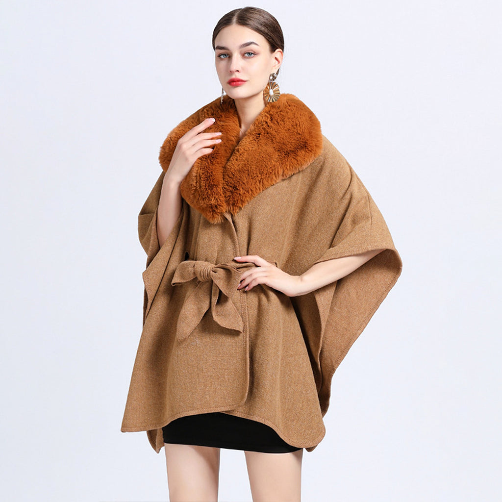 Collar Knit Shawl Cape Women Jacket - enhanced image 2