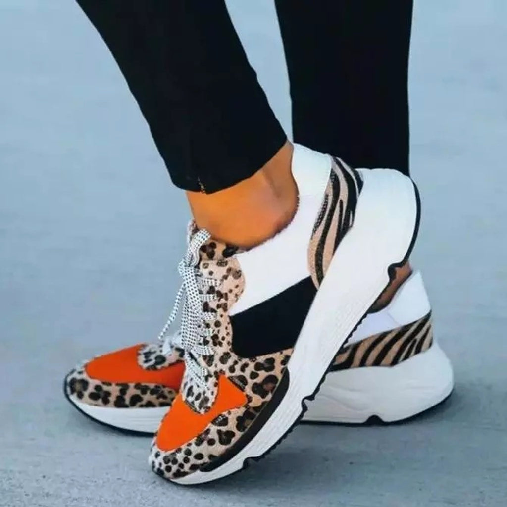 Female Leopard Print Color Matching Casual Sneaker Shoe - enhanced image 2