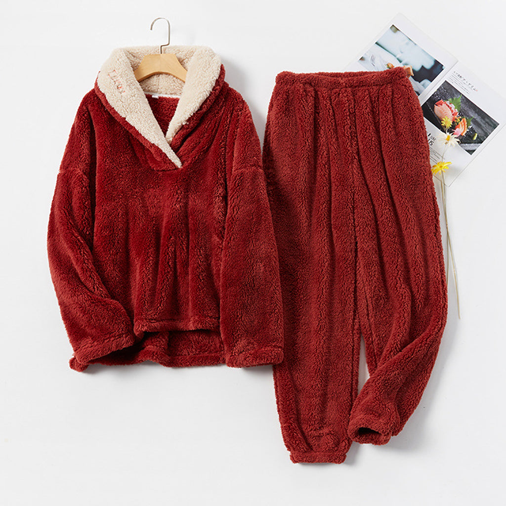 Flannel Pajamas Pajamas Set Thickening Couples Home Service - enhanced image 2
