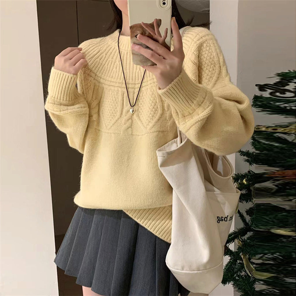 French Retro Soft Glutinous Twisted Sweater For Women - enhanced image 2