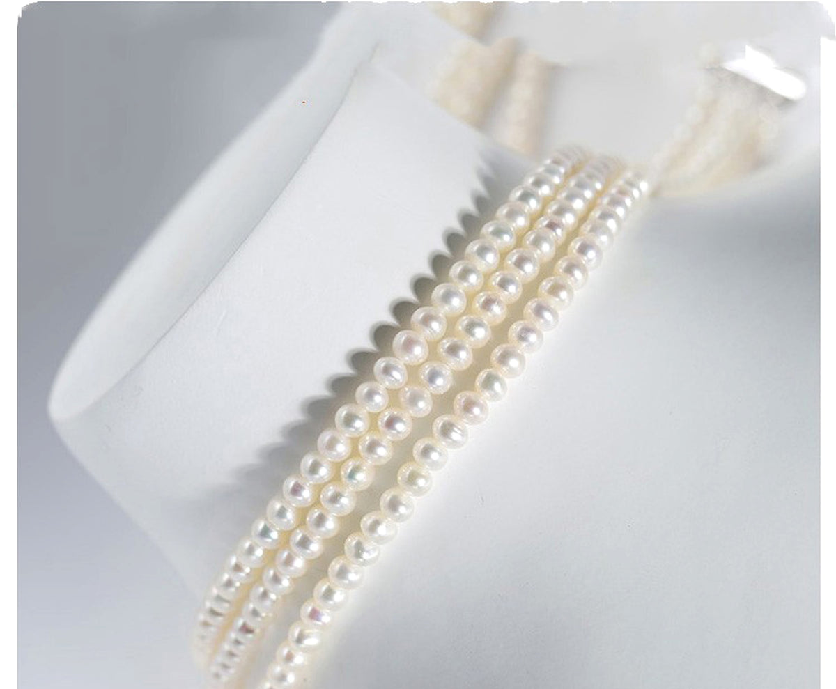 Freshwater Pearl Necklace Three Layer Design - enhanced image 2