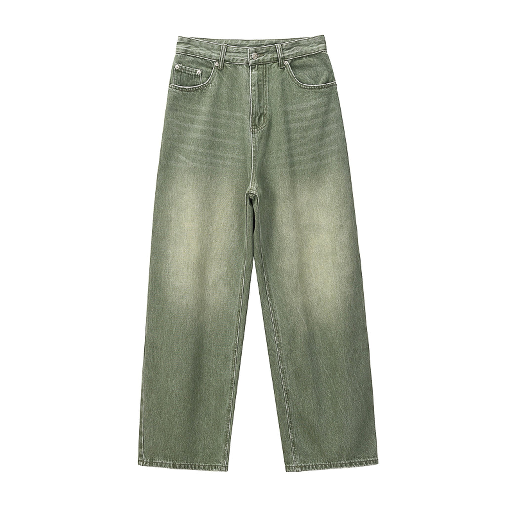 Green men 's retro vintage jeans - enhanced image 2