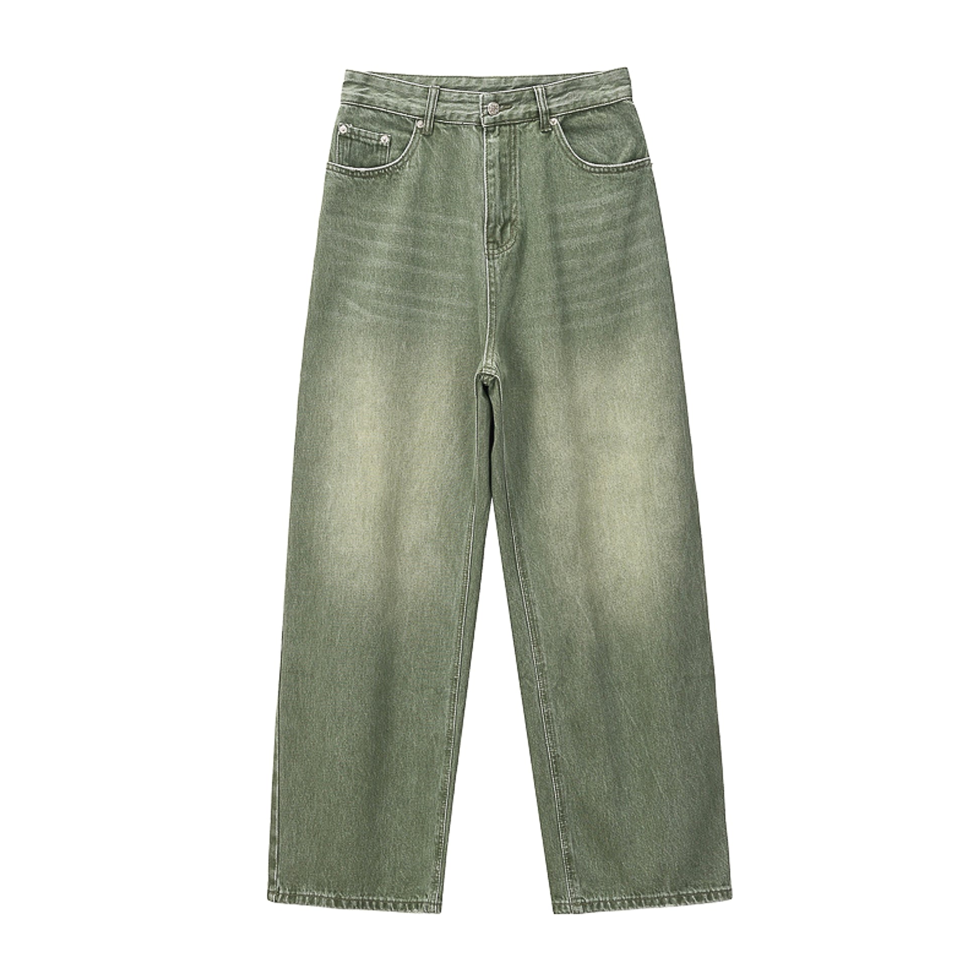Green men 's retro vintage jeans - enhanced image 2