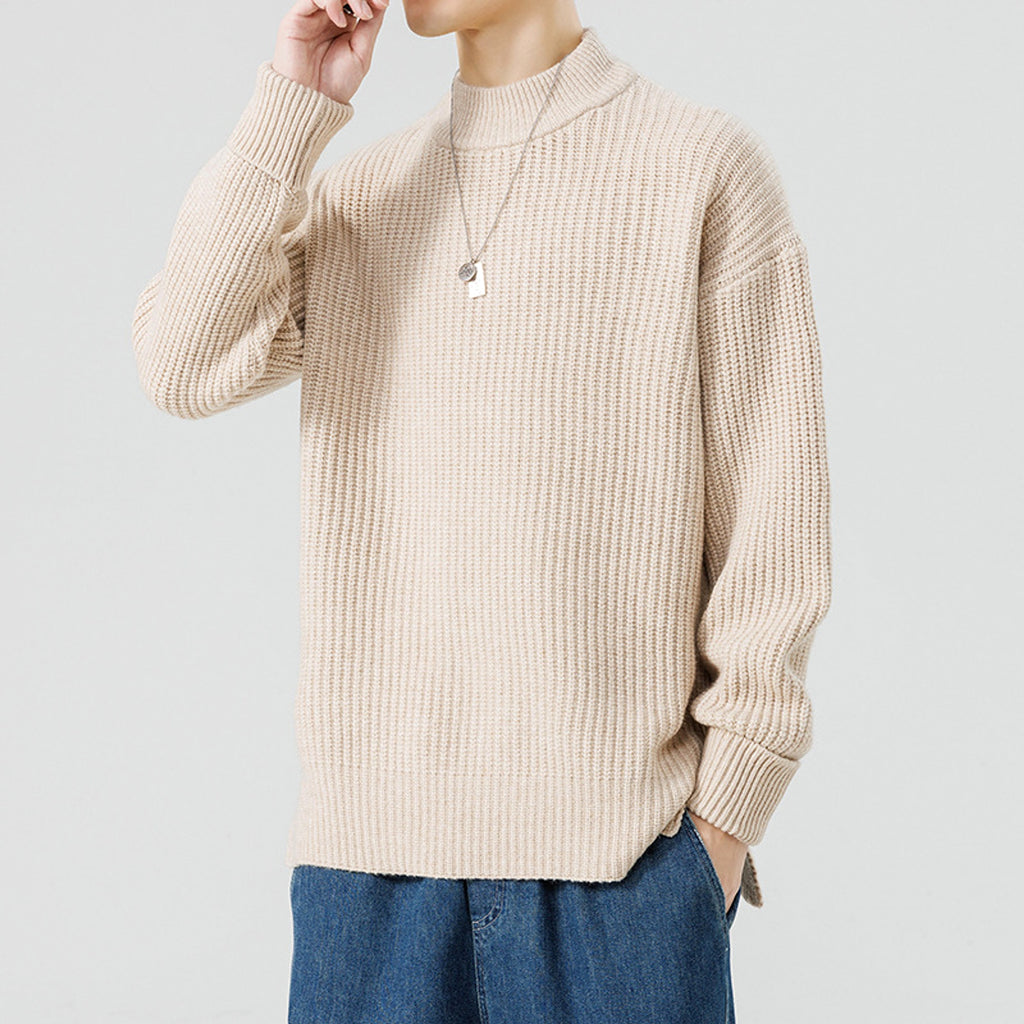 Half High Necked Sweater For Men's Casual Knitwear Outerwear - enhanced image 2